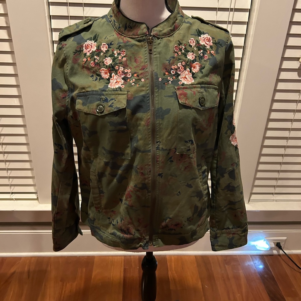 Karlie Cherry Blossom Green Floral Utility Jacket size L - Picture 8 of 8